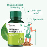 andMe Women's Omega-3,6 & 9, Vegan with 450mg Omega 3, 100mg Omega 6, 150gm Omega 9 for Healthy Brain & Heart, Bone & Joint, and Eye, Clinically Researched - 60 capsules